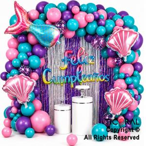 SET DE GLOBOS ARCO XL FELIZ CUMPLEA�OS SIRENA (GY7951) 100 UNIDADES